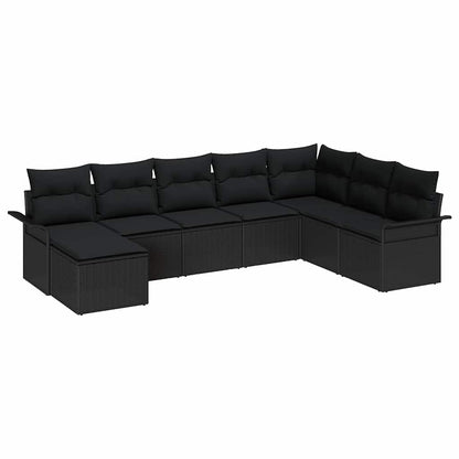Garten-Sofa-Set mit Kissen 8 pcs Schwarz Poly Rattan