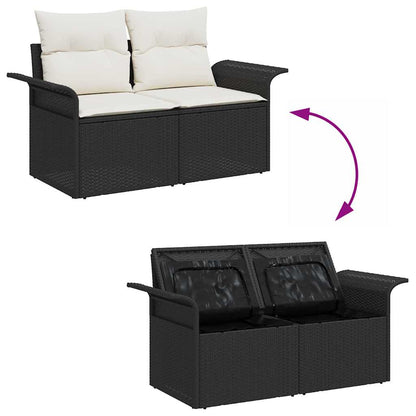 vidaXL Salon de jardin avec coussins et rangements 9 pcs Résine tressée Marron