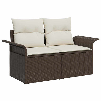 vidaXL Garten-Sofa-Set mit Kissen mit Speicher 9 pcs Grau Poly Rattan