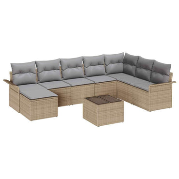 vidaXL Garten-Sofa-Set mit Kissen 9 pcs Schwarz Poly Rattan