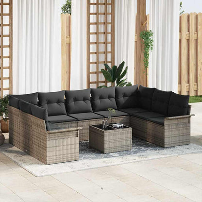 Gartensofa-set mit Speicher 10 pcs Schwarz Poly-Rattan
