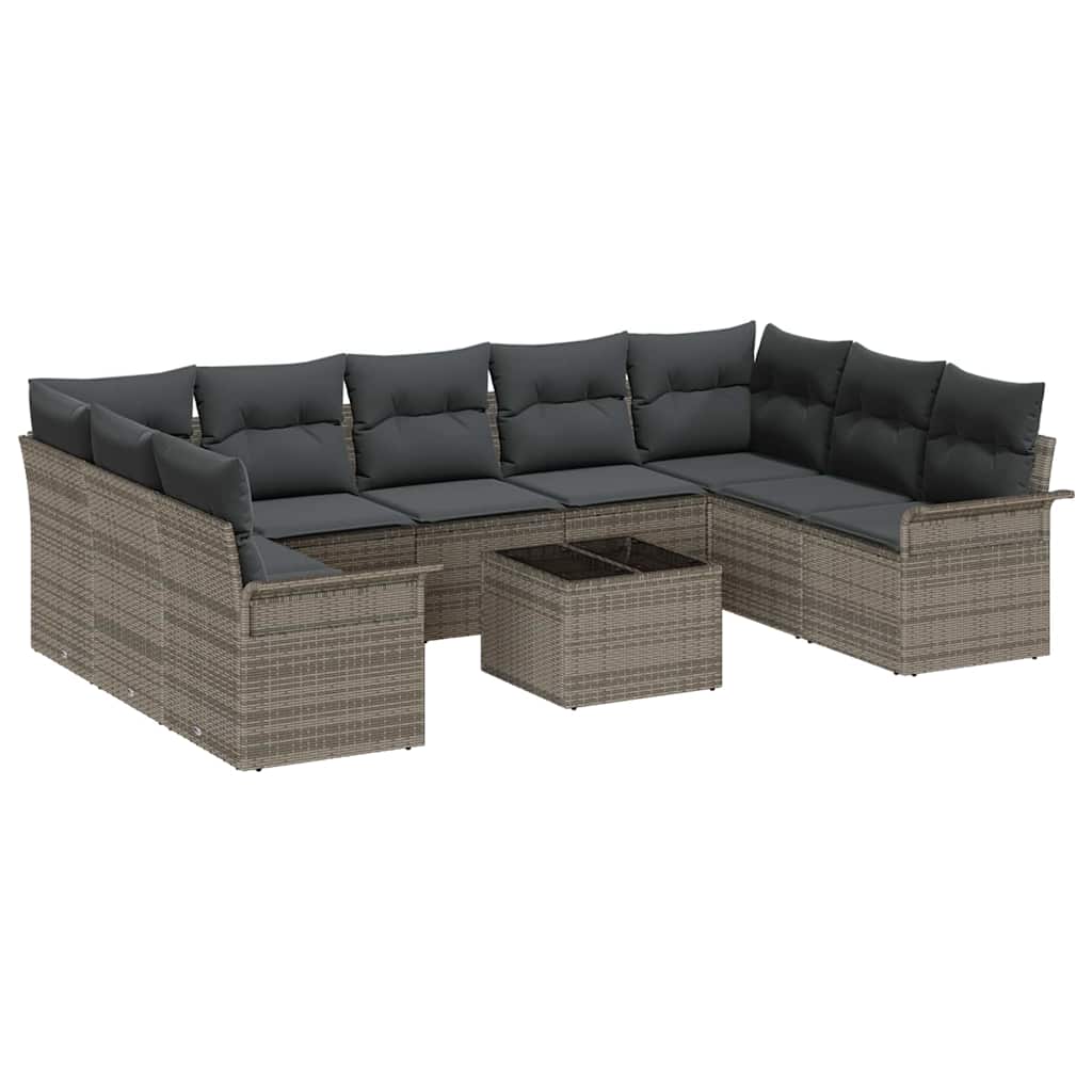 Gartensofa-set mit Speicher 10 pcs Schwarz Poly-Rattan