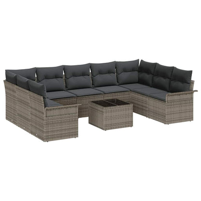Gartensofa-set mit Speicher 10 pcs Schwarz Poly-Rattan