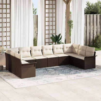 Gartensofa-set mit Speicher 10 pcs Braun Poly-Rattan