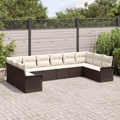 Gartensofa-set mit Speicher 10 pcs Braun Poly-Rattan