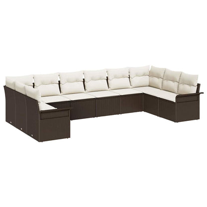 Gartensofa-set mit Speicher 10 pcs Braun Poly-Rattan