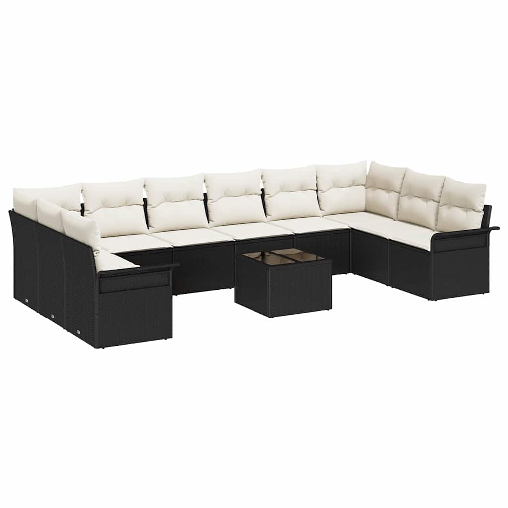 Gartensofa-set mit Speicher 11 pcs Braun Poly-Rattan