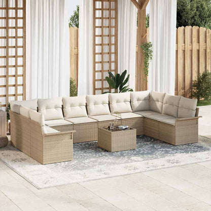 Garten-Sofa-Set mit Kissen 11 pcs Braun Poly Rattan