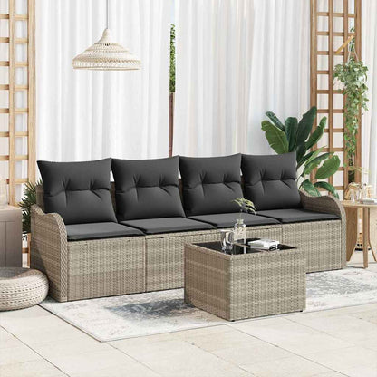 Garten-Sofa-Set mit Kissen 5 pcs Hellgrau und Dunkelgrau