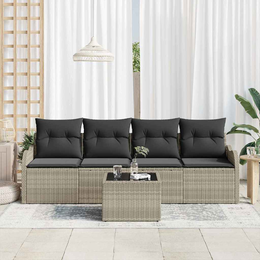 Garten-Sofa-Set mit Kissen 5 pcs Hellgrau und Dunkelgrau