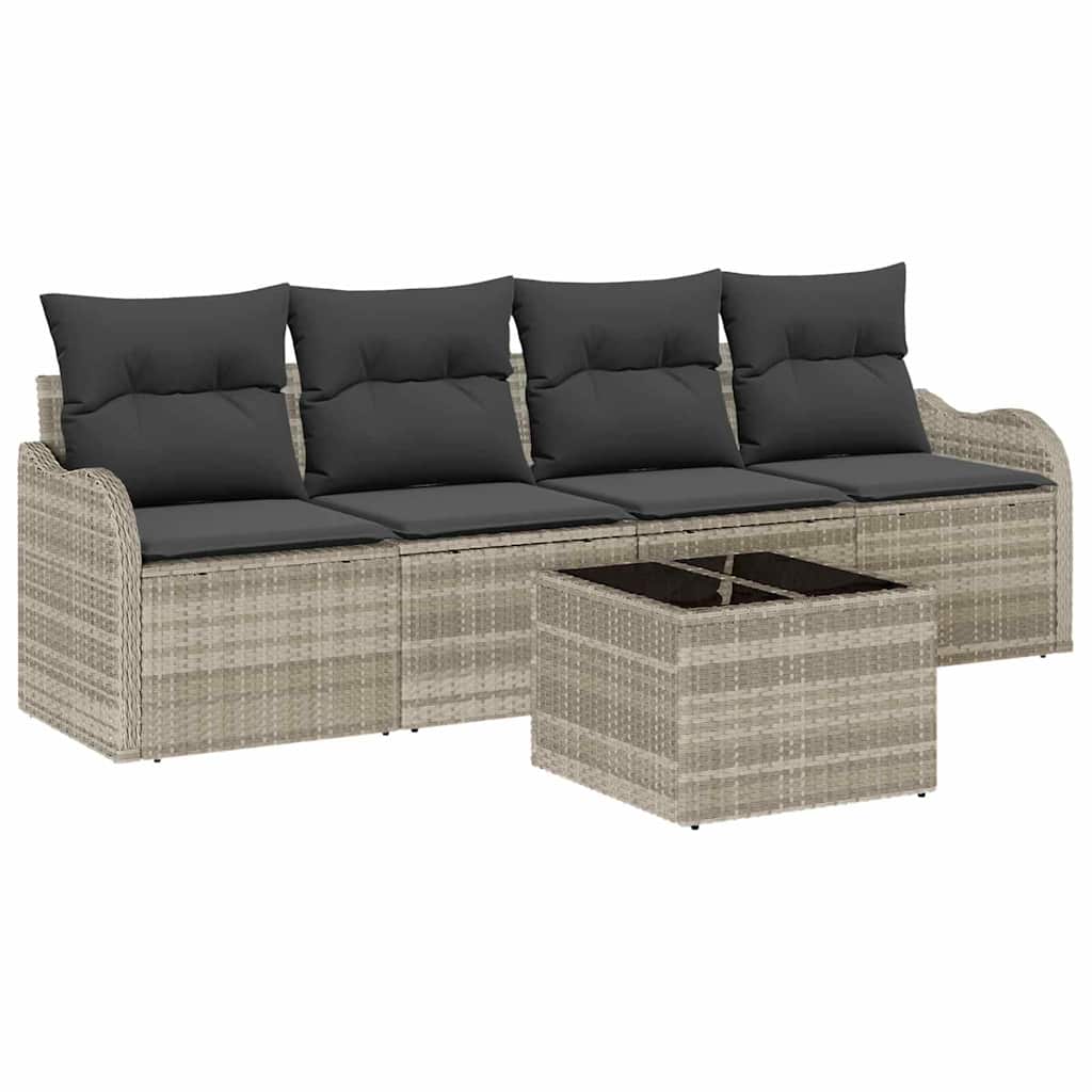 Garten-Sofa-Set mit Kissen 5 pcs Hellgrau und Dunkelgrau