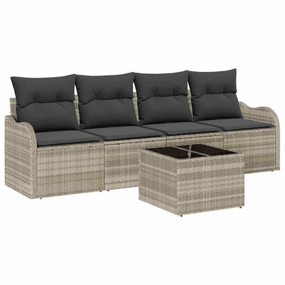 Garten-Sofa-Set mit Kissen 5 pcs Hellgrau und Dunkelgrau