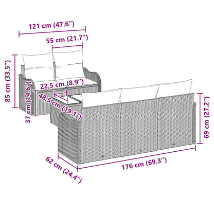 Garten-Sofa-Set mit Kissen mit Speicher 6 pcs Braun und Creme
