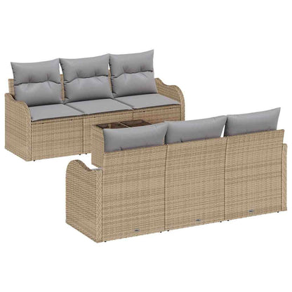 Garten-Sofa-Set mit Kissen mit Speicher 7 pcs Beige und Grau