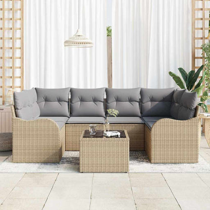 vidaXL Salon de jardin avec coussins et rangement 7 pcs Beige et gris