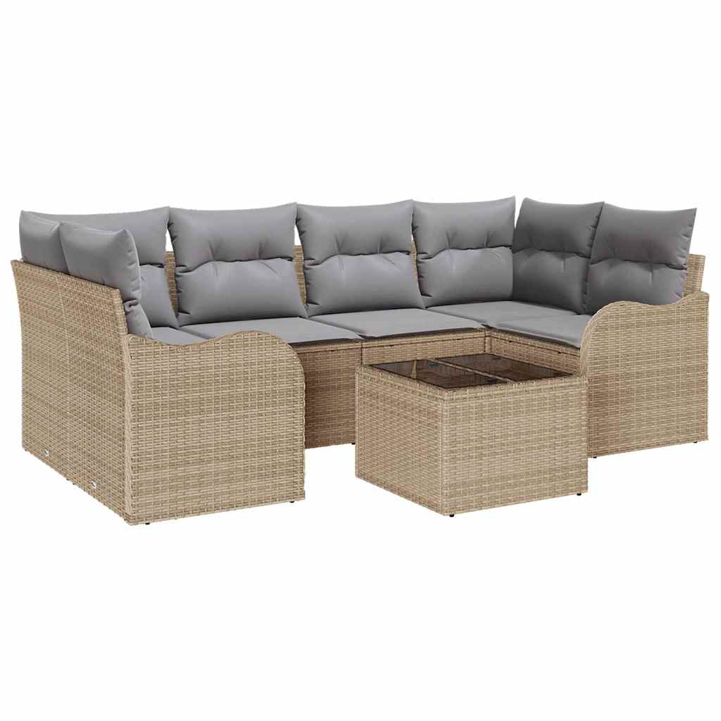 vidaXL Salon de jardin avec coussins et rangement 7 pcs Beige et gris