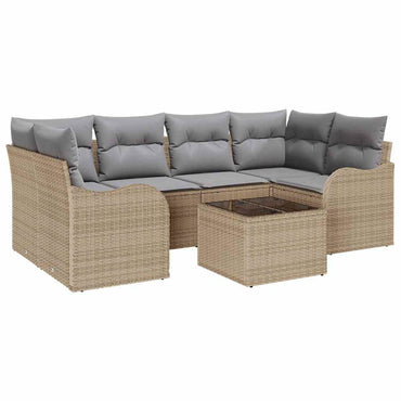 vidaXL Salon de jardin avec coussins et rangement 7 pcs Beige et gris