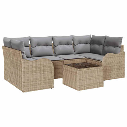 vidaXL Salon de jardin avec coussins et rangement 7 pcs Beige et gris