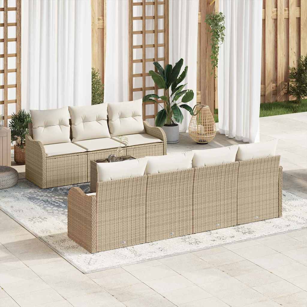 Gartensofa-set mit Kissen mit Speicher 8 pcs Beige und Creme