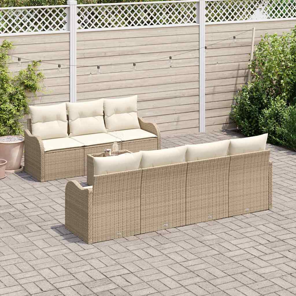 Gartensofa-set mit Kissen mit Speicher 8 pcs Beige und Creme
