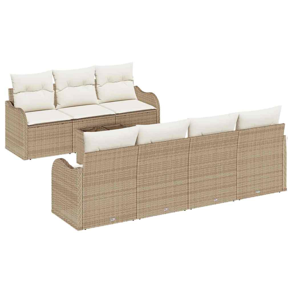 Gartensofa-set mit Kissen mit Speicher 8 pcs Beige und Creme