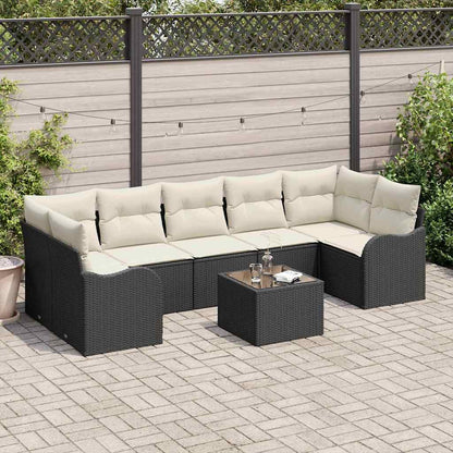 vidaXL Garten-Sofa-Set mit Kissen mit Speicher 8 pcs Schwarz und Creme