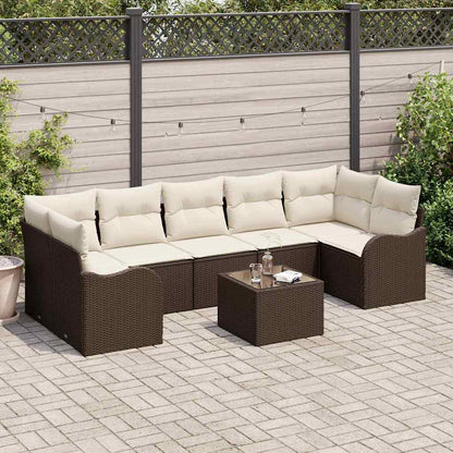 vidaXL Garten-Sofa-Set mit Kissen mit Speicher 8 pcs Braun und Creme