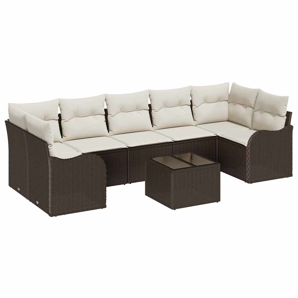 vidaXL Garten-Sofa-Set mit Kissen mit Speicher 8 pcs Braun und Creme