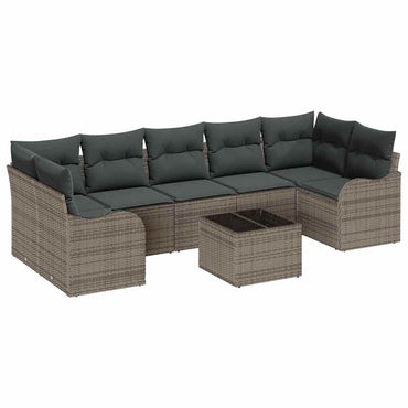 vidaXL Garten-Sofa-Set 8 pcs Grau Poly-Rattan und Stahl und Glas