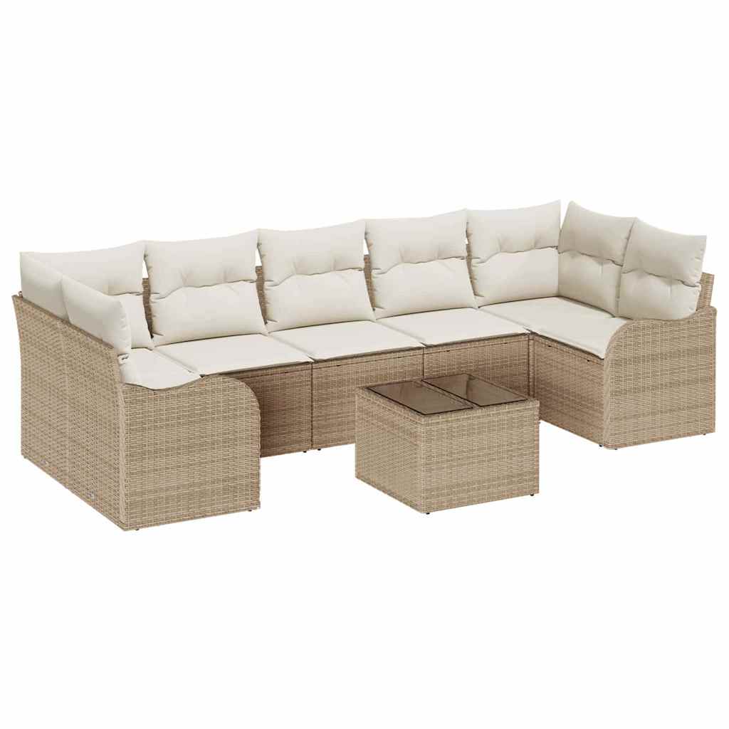 Garten-Sofa-Set mit Kissen mit Speicher 8 pcs Beige und Creme