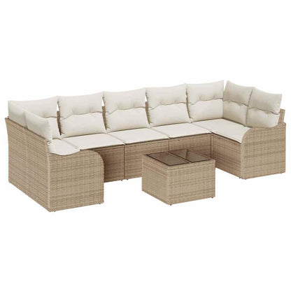 Garten-Sofa-Set mit Kissen mit Speicher 8 pcs Beige und Creme