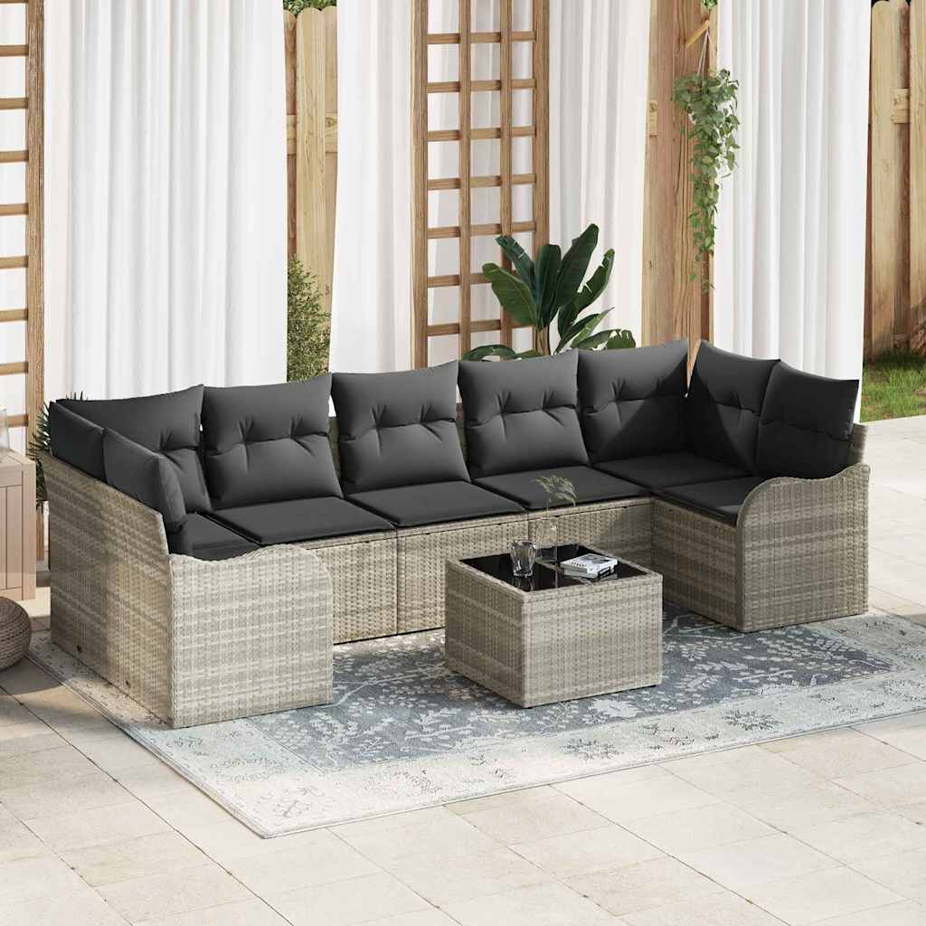 Garten-Sofa-Set mit Kissen 8 pcs Hellgrau und Dunkelgrau