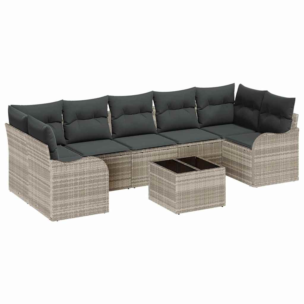 Garten-Sofa-Set mit Kissen 8 pcs Hellgrau und Dunkelgrau