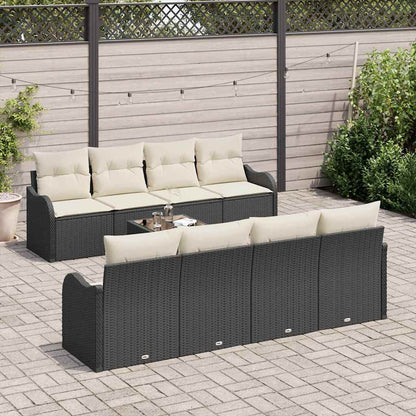 Garten-Sofa-Set mit Kissen mit Speicher 9 pcs Schwarz und Creme