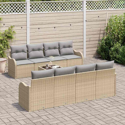 vidaXL Garten-Sofa-Set mit Kissen mit Speicher 9 pcs Beige und Grau