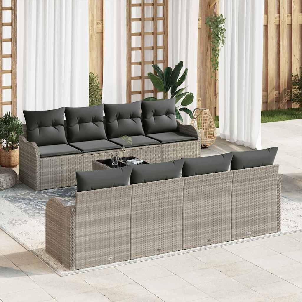 Garten-Sofa-Set mit Kissen 9 pcs Hellgrau und Dunkelgrau