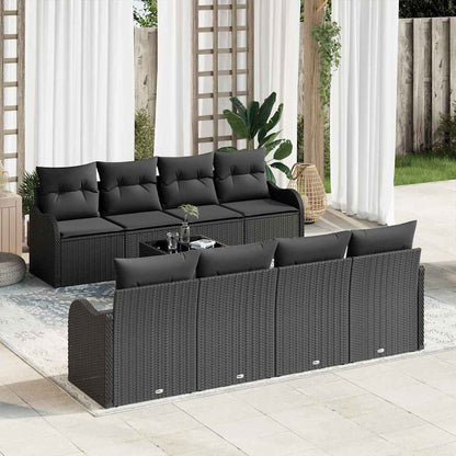 vidaXL Gartensofa-set 9 pcs Schwarz Poly-Rattan und Stahl und Glas