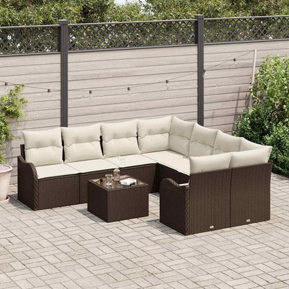 vidaXL Gartensofa-set mit Kissen mit Speicher 9 pcs Braun und Creme