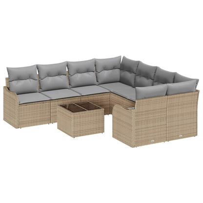 Gartensofa-set mit Kissen mit Speicher 9 pcs Beige und Grau