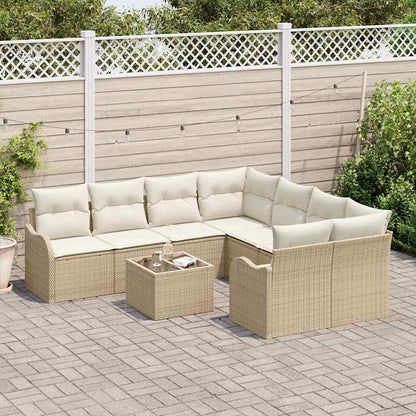 vidaXL Gartensofa-set mit Kissen mit Speicher 9 pcs Beige und Creme