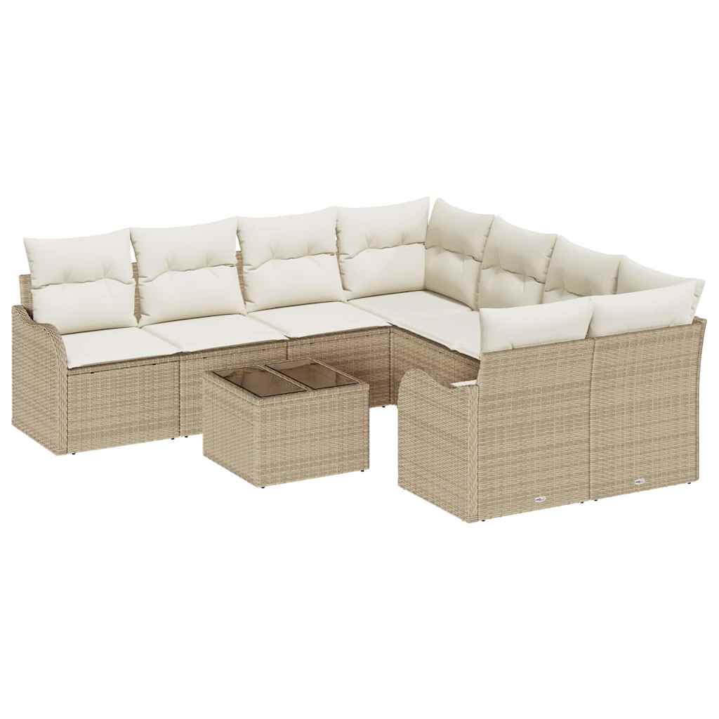 vidaXL Gartensofa-set mit Kissen mit Speicher 9 pcs Beige und Creme
