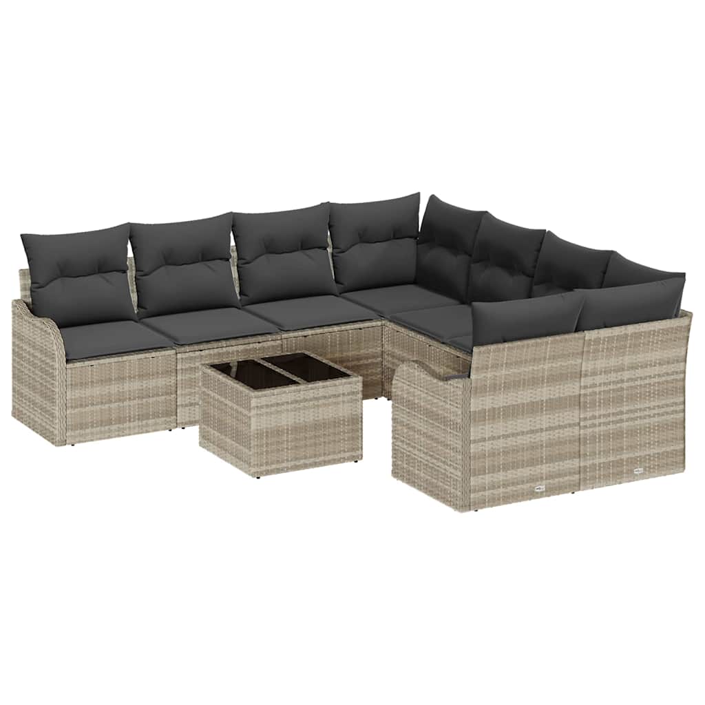 Gartensofa-set mit Kissen 9 pcs Hellgrau und Dunkelgrau