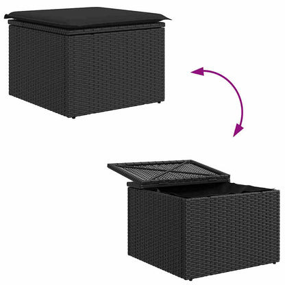 Gartensofa-set mit Speicher 4 pcs Schwarz Poly-Rattan