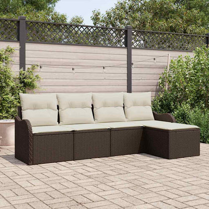 Garten-Sofa-Set mit Kissen mit Speicher 5 pcs Braun Poly Rattan