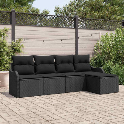 Gartensofa-set mit Speicher 5 pcs Schwarz Poly-Rattan