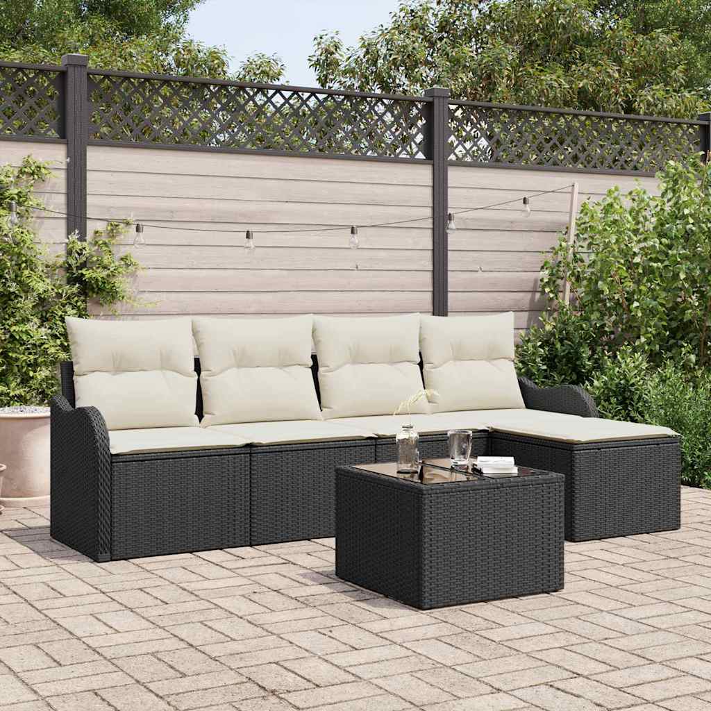 Gartensofa-set mit Speicher 6 pcs Braun Poly-Rattan
