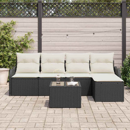 Gartensofa-set mit Speicher 6 pcs Braun Poly-Rattan