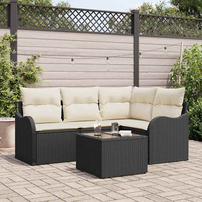Gartensofa-set mit Speicher 5 pcs Braun Poly-Rattan