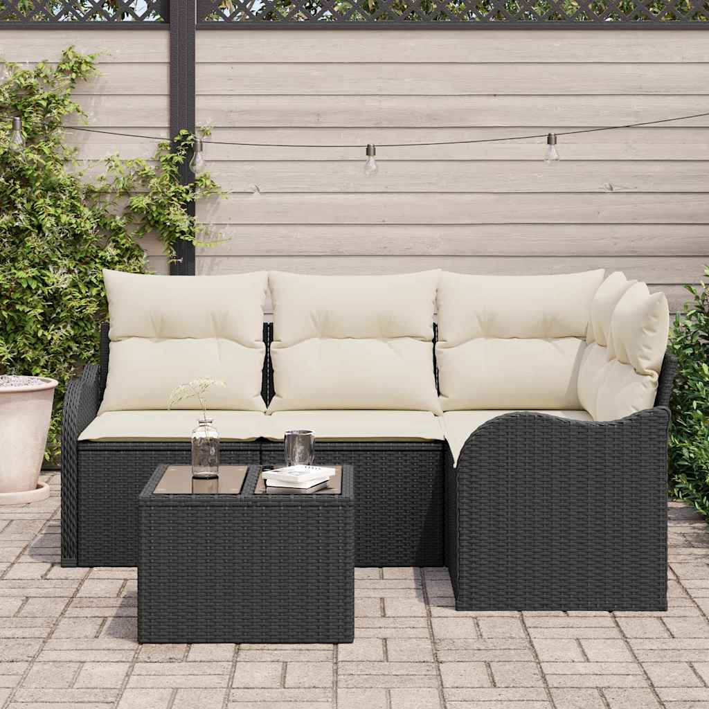 Gartensofa-set mit Speicher 5 pcs Braun Poly-Rattan