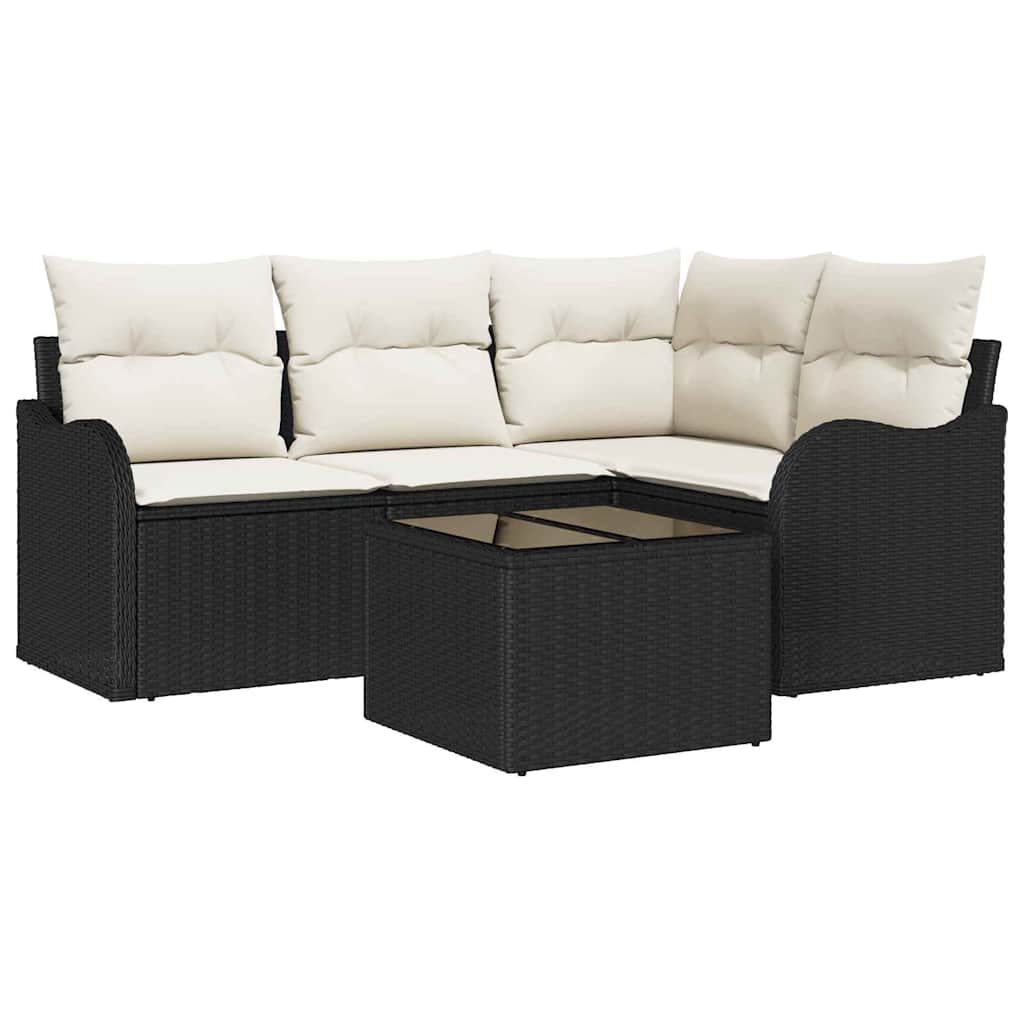 Gartensofa-set mit Speicher 5 pcs Braun Poly-Rattan